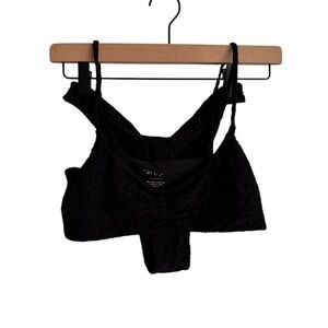 Tai Swim 2 Piece High Cut Cheeky Black Burnout Velvet Textured Leopard Print M